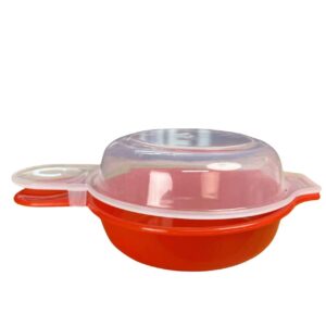 JCFUHONG Microwave Egg Cooker Set - Quick 1-Minute Egg Hamburg Omelet Maker Red & Clear Steam Release Vent Dishwasher Safe Kitchen Cooking Tool.