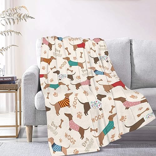 Ottoy Cute Dachshund Blanket Gifts Plush Fuzzy Cozy Soft Lightweight Blankets for Couch Air-Conditioning Quilts Decor Blanket for Chirstmas Gifts 50"x40" for Kids