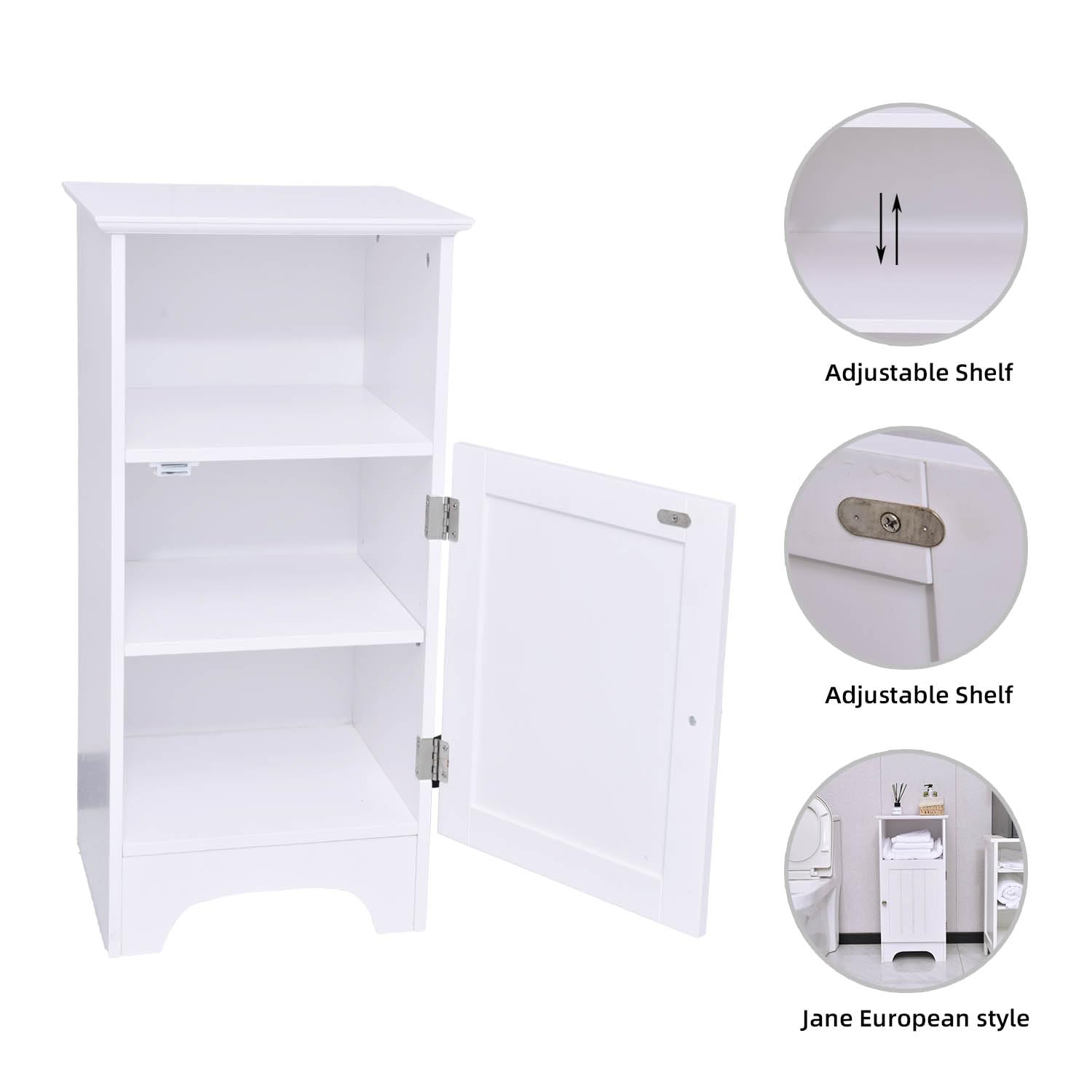 Ceredeme Bathroom Storage Cabinet, Compact Wooden Single Door Floor Cabinet with Adjustable Shelf, Small Space Solution, Organizer for Kitchen, Bathroom, Living Area