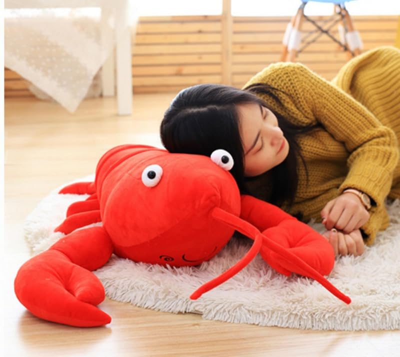 XIZHI Lobster Plush Stuffed Animal Lobster Plush Toy Lobster Pillow Suitable for Christmas and Birthday with Huggable Gifts (Red-Medium)