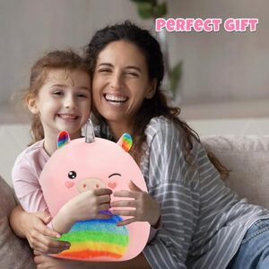 Easfan 13'' Rainbow Unicorn Plush Pillow Soft Unicorn Plush Toy Cute Unicorn Stuffed Animal Home Room Decoration Birthday Christmas Festival Gifts for Kids Toddlers