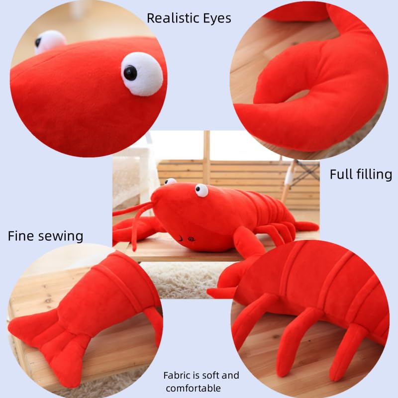 XIZHI Lobster Plush Stuffed Animal Lobster Plush Toy Lobster Pillow Suitable for Christmas and Birthday with Huggable Gifts (Red-Medium)