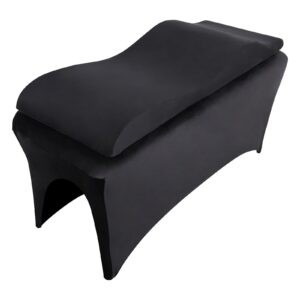 prasne luxurious curved lash bed topper & bed cover - ergonomic massage bed foamtopper wave mattress support the body 30d high density foam with salon bed cover - black