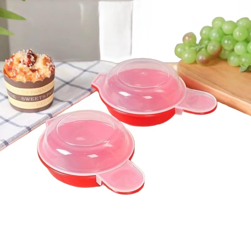 JCFUHONG Microwave Egg Cooker Set - Quick 1-Minute Egg Hamburg Omelet Maker Red & Clear Steam Release Vent Dishwasher Safe Kitchen Cooking Tool.