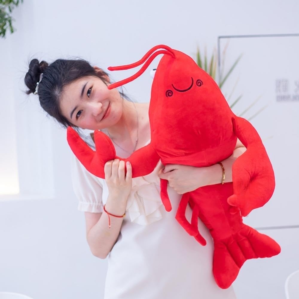 XIZHI Lobster Plush Stuffed Animal Lobster Plush Toy Lobster Pillow Suitable for Christmas and Birthday with Huggable Gifts (Red-Medium)