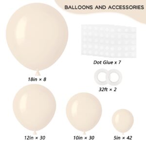 RUBFAC 110pcs Sand White Balloons Different Sizes 18 12 10 5 Inches for Garland Arch, Cream White Beige Latex Balloons for Birthday Party Graduation Wedding Anniversary Baby Shower Party Decoration