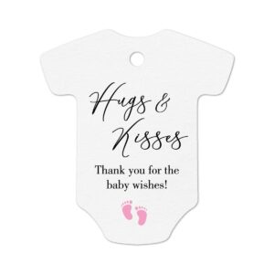 hugs kisses thank you for the baby wishes girl baby shower favor candy tags, 50pcs