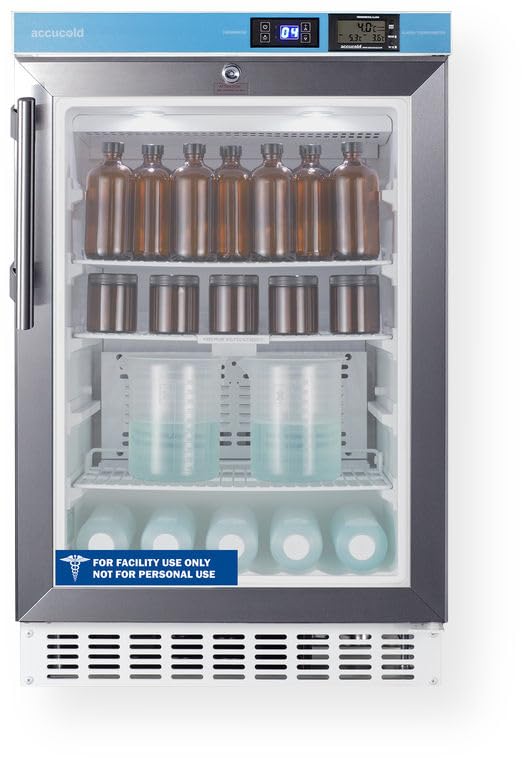 Accucold ACR46GL 20" Wide Pharmacy All-Refrigerator; LED Lighting; Built-in Capable; Double Pane Tempered Glass Door; Digital Thermostat; Temperature Memory Function; Frost-free Operation