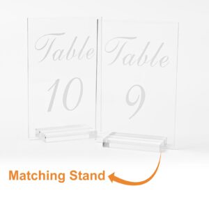 FVIEXE 20PCS Acrylic Wedding Table Numbers 1-20 with Stands, 4x6 inches Clear Table Numbers for Wedding Party Reception Sign Place Number Cards Printed Calligraphy Font for Event Banquet Anniversary