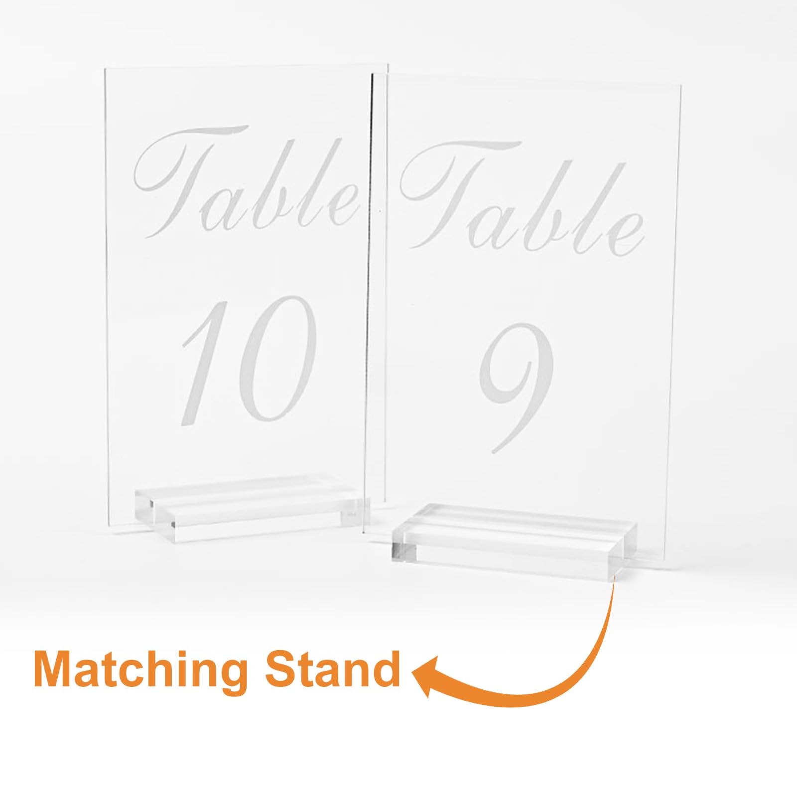 FVIEXE 20PCS Acrylic Wedding Table Numbers 1-20 with Stands, 4x6 inches Clear Table Numbers for Wedding Party Reception Sign Place Number Cards Printed Calligraphy Font for Event Banquet Anniversary