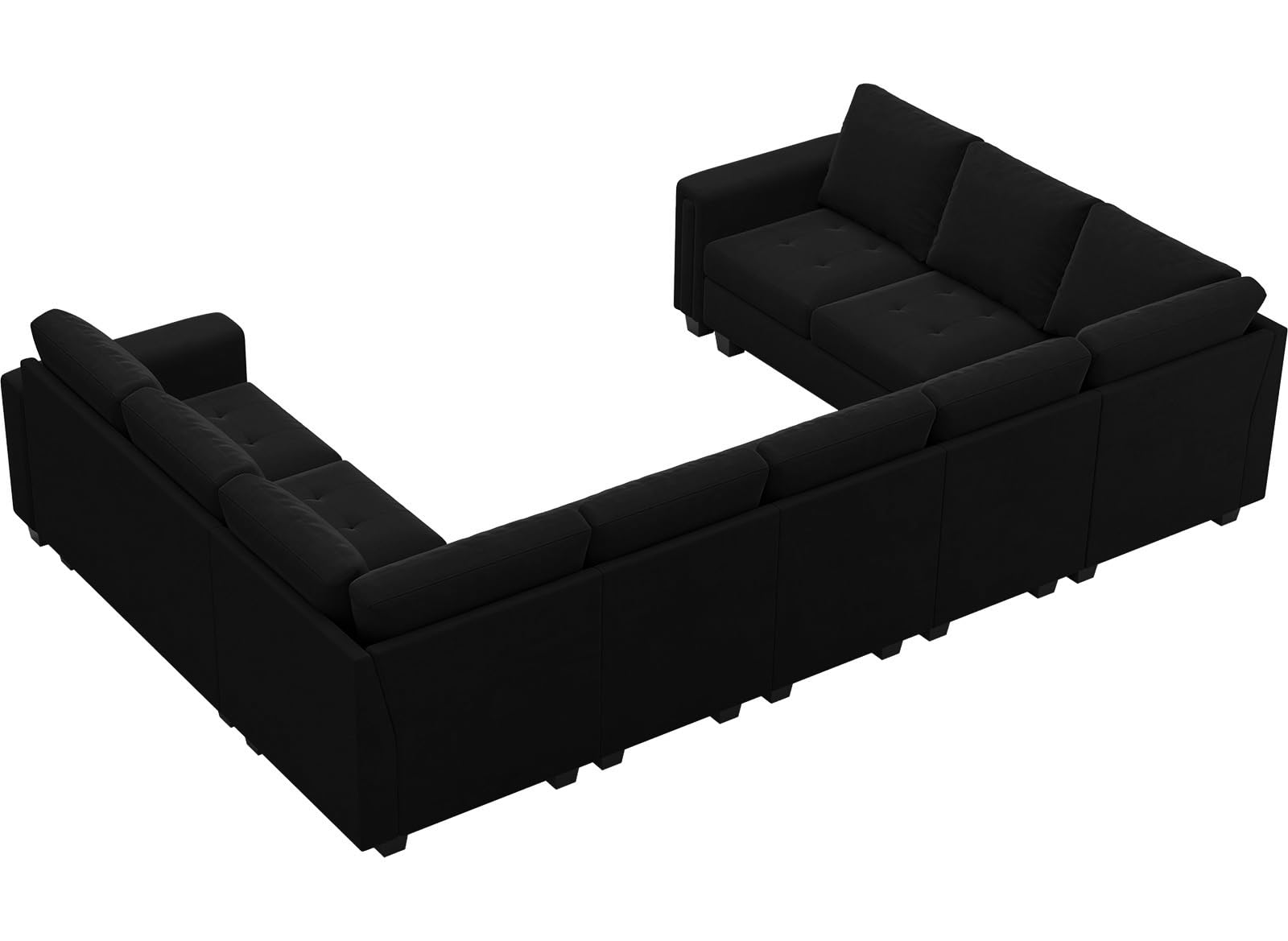 Belffin Oversized Velvet Modular 9 Seater U-Shape Sectional Sofa Set with Chaise Convertible sectional Sofa Couch Set Modular Couch Corner U Shaped Sectoional Sofa Black