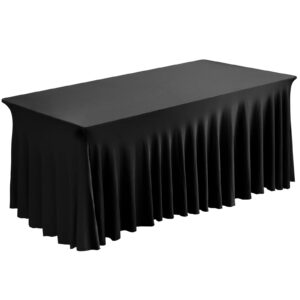 fixwal table skirt, table skirts for rectangle tables 6ft, table covers for 6 foot tables, tulle table skirt, black spandex table covers for folding table