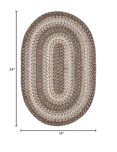 Homespice Wildwood Braided Bath Mat 16x24 Oval Braided Rug. Washable Indoor-Outdoor Entrance Rug, Kitchen Mat, Bathroom Rug, Pet Food Mat