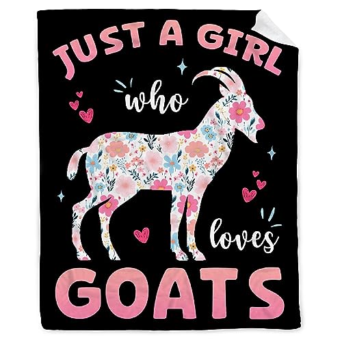 Goat Blanket Goat Gifts for Goat Lovers Just A Girl Who Loves Goats Blanket for Women Girls Soft Flannel Cozy Lightweight Throw Blankets for Couch Bed Sofa Small 50×40in for Kid/Child