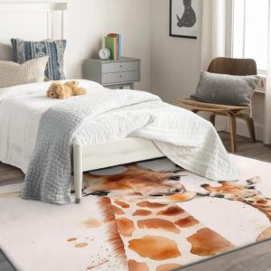 Washable Rugs for Entryway Living Room Bedroom, Giraffe Rug & Home Decor, Animal Area Rug 2x3, Non Slip Soft Low Pile Non-Shedding Indoor Carpet, Decorative Patterned Rug