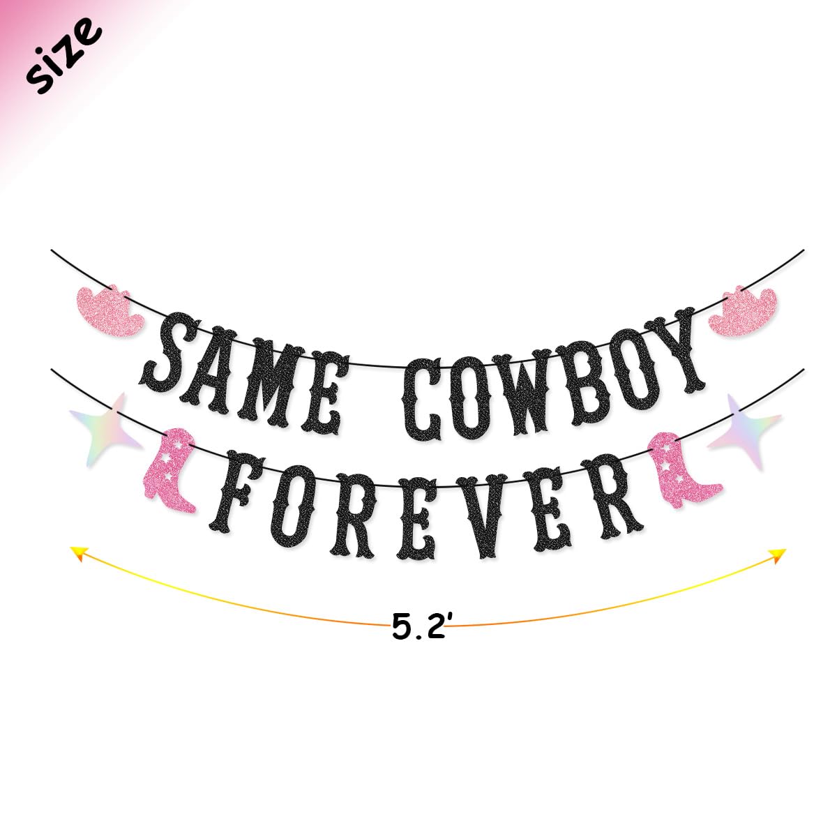 Same Cowboy Forever Banner for Western Cowgirl, Last Rodeo Hoedown, Nash Bash Nashville Bachelorette Party Decorations