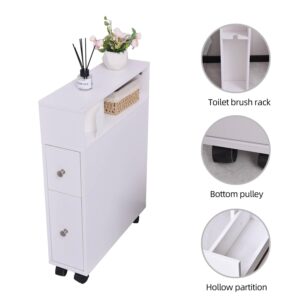 Ceredeme Small Bathroom Storage Cabinet, Toilet Paper Holder with Slide Out Drawers for Small Space, Narrow Floor Bathroom Organizer Next to Toilet