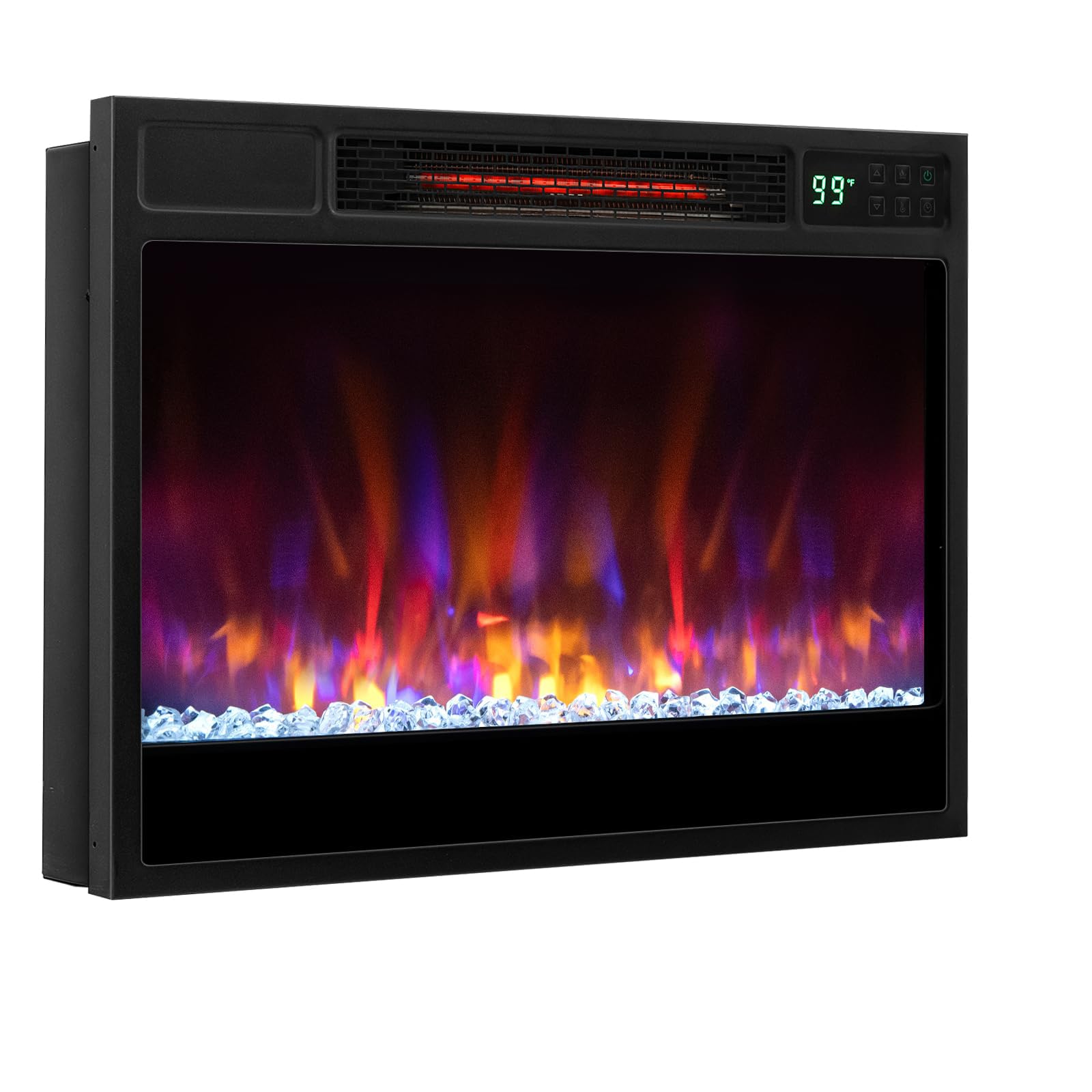 COSTWAY Electric Fireplace Inserts 23-inch Wide, 1500W Recessed Fireplace Insert with Remote Control, 6 Flame Colors, 5 Brightness, 8H Timer, Overheat Protection, Infrared Fireplace Heater for Indoor