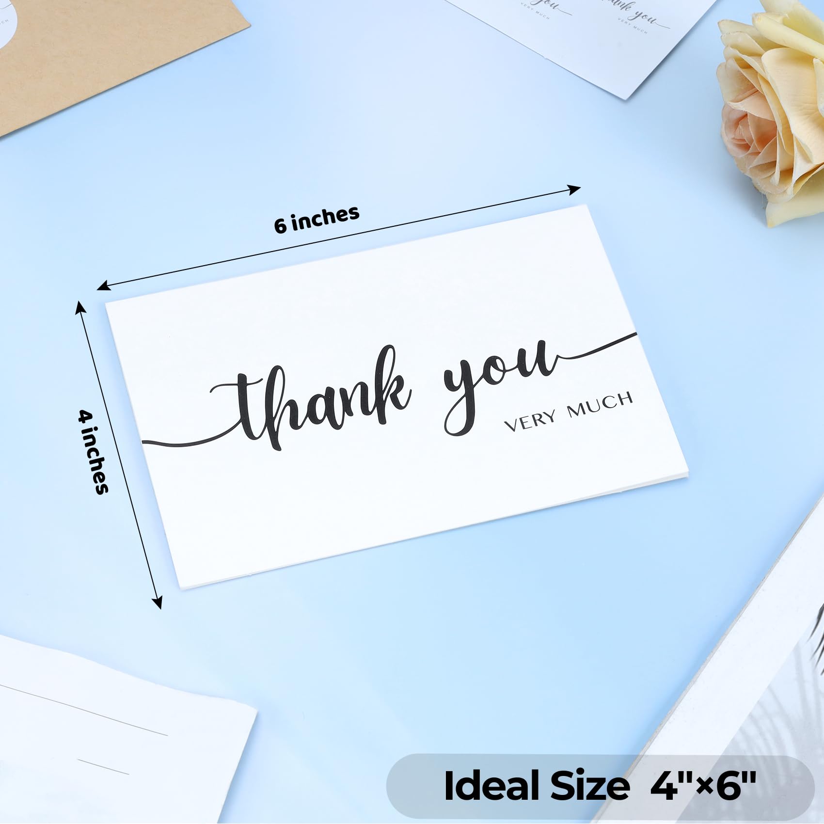 EBEGEE 20 Pack Thank You Cards with Envelopes, Blank 4x6 Inch Thank You Card with Stickers, Premium Thank You Notes, Expressive Gratitude for Weddings, Baby Showers, and Small Business