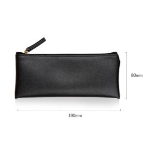 YAFIYGI Black Pencil Case Pen Pouch for Purse PU Pen Case Small Black Pouch with Zipper for Travel Toiletries and Accessories Slim and Stylish Pouch for Women Pens Markers Makeups Change Pouch