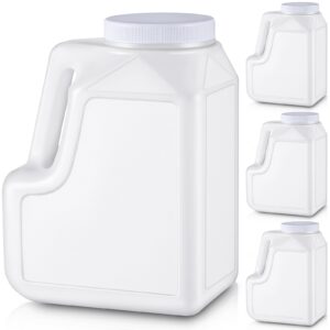 suzile 4 pcs 1.25 gallon white hdpe plastic gallon jar with handle and airtight lid square empty storage containers and jugs wide mouth gallon jugs for home restaurant residential commercial use