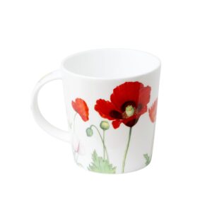 Grace Teaware Gift Boxed 16-Ounce Single Bone China Coffee Cup/Tea Mug (Poppy Butterfly)