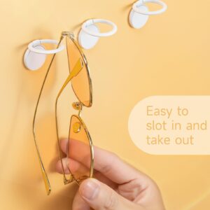 Oaque Sunglasses Organizer Wall Mounted Sunglasses Holder 6 Pack Hanging Eyeglass Holder (White with Adhesive)