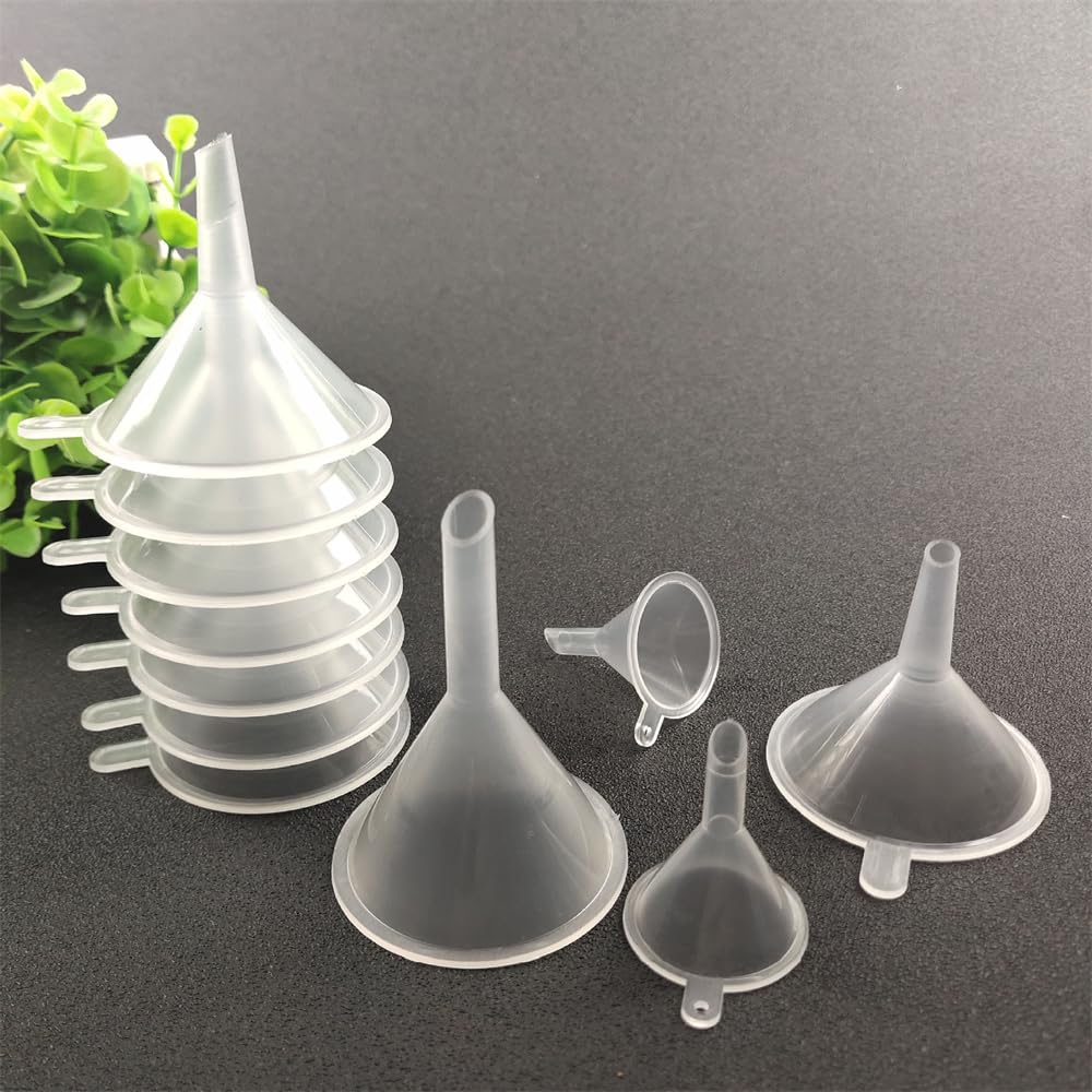 Small Funnel, 2.16inch Clear Plastic Mini Funnels for Science Lab Bottle Filling Liquid, Essential Oils, Perfume(12 Pack)