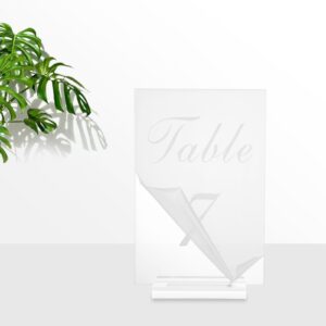 FVIEXE 20PCS Acrylic Wedding Table Numbers 1-20 with Stands, 4x6 inches Clear Table Numbers for Wedding Party Reception Sign Place Number Cards Printed Calligraphy Font for Event Banquet Anniversary