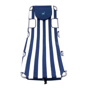 Ostrich Backpack Chaise Folding Lounge Chair w/4 Adjustable Position, Carrying Straps, Side Pocket and Storage Bag, Navy Stripe (2 Pack)