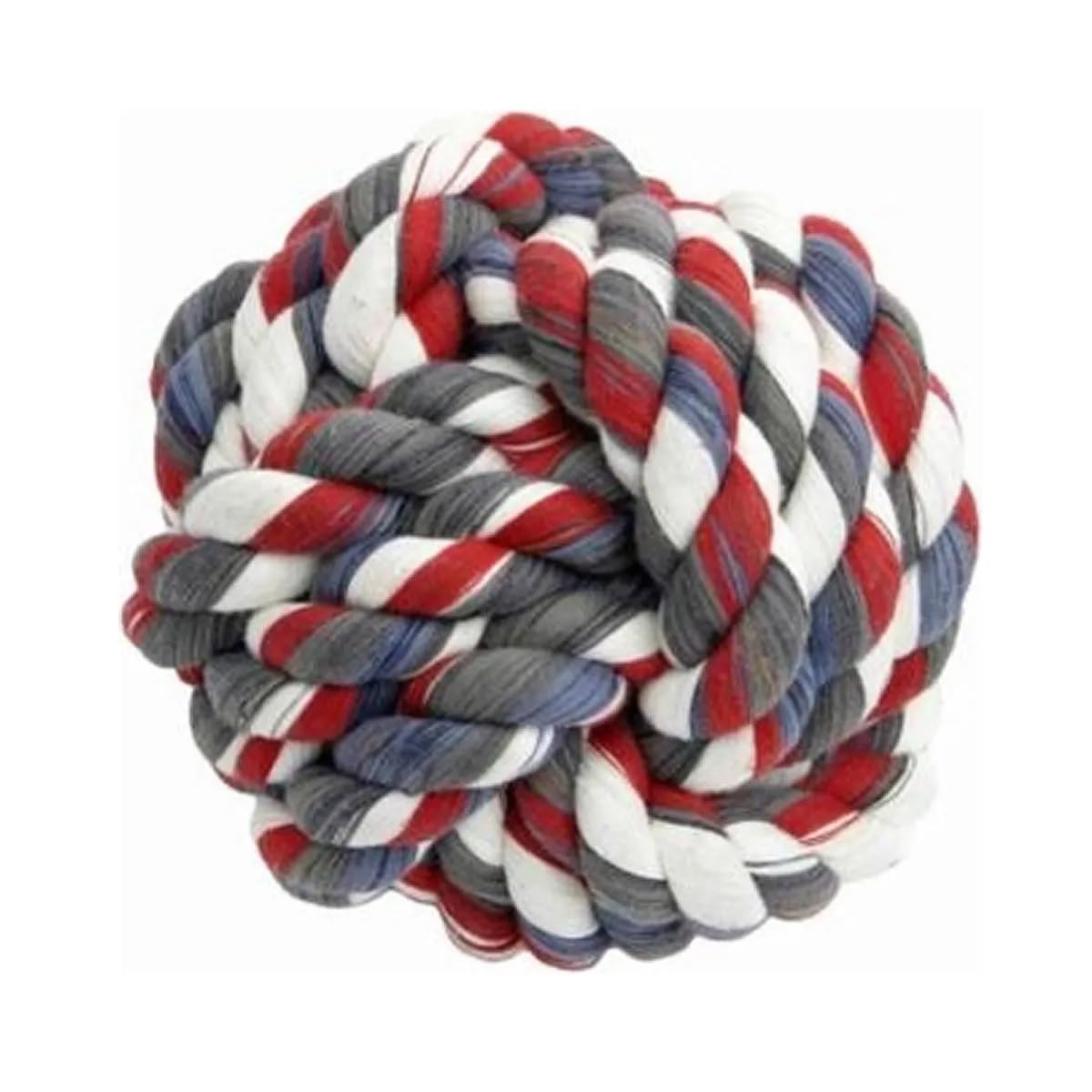 MPP Rope Dog Ball Toy 3.75 Inch Durable Dental Flossy Tough Chew Choose Quantity (4 Ball Toys)