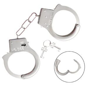 halloween stainless steel toy handcuffs with keys fake pretend play mini handcuff props stage or costume prop party favors gift for kids and friends