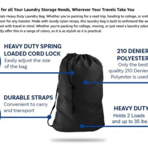 Heavy Duty Laundry Bag w/Shoulder Strap, 22" x 28", 210 Denier Polyester, Holds 2 Loads or 35 lbs, Plus 1 Lavender Sachet (NAVY BLUE)