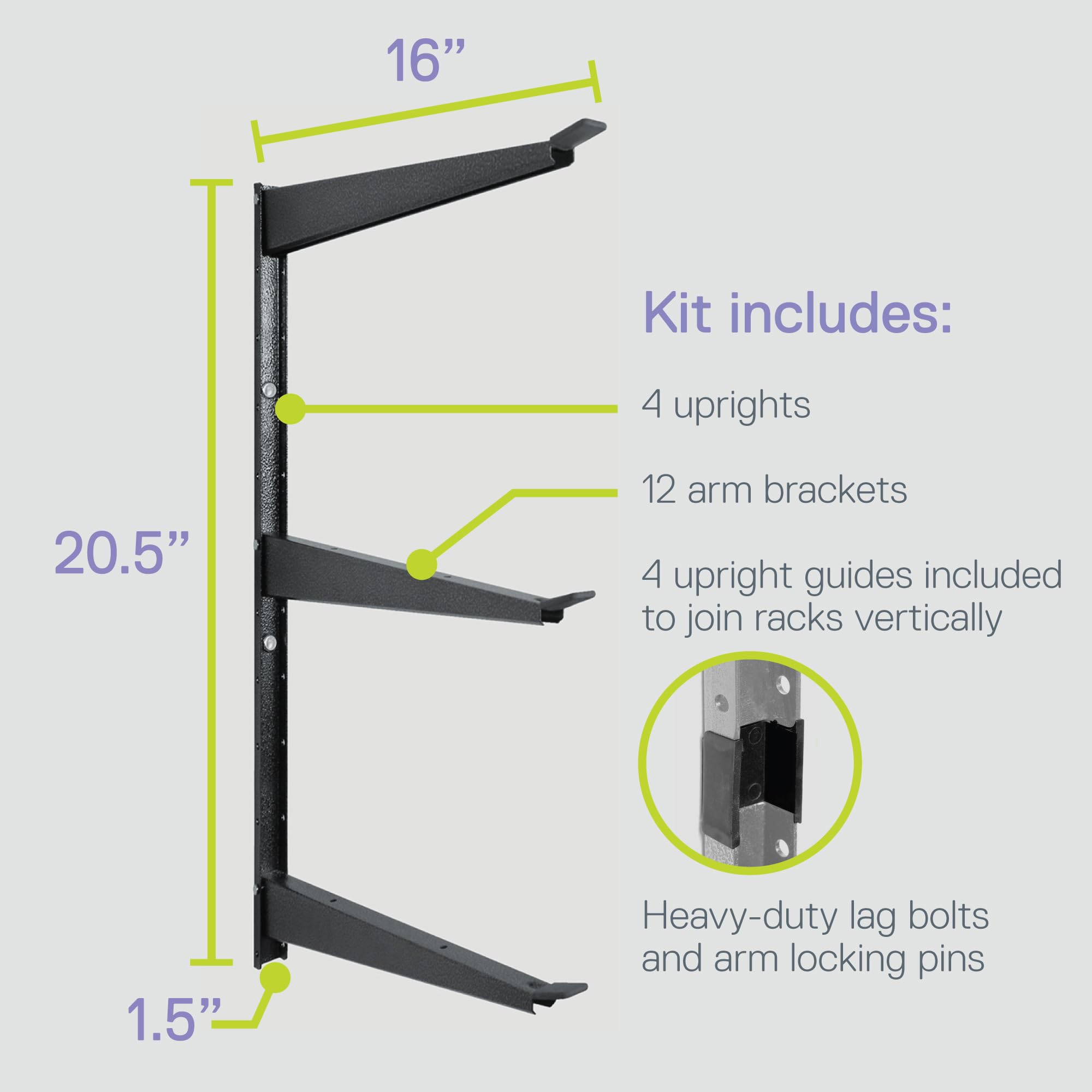 Heavy Duty Wood and Lumber Storage Rack (2-Pack), Holds Up To 960 lbs - Easy to Install Mounted Rack - Steel Construction Storage Solution For Garage, Basement & Pantry by Delta Cycle