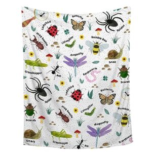 tukiv bugs insects blanket | bugs blanket gift for boys girls | plush cozy beetle decor blanket for sofa,couchs,bedroom | nature animal decor gifts for all seasons | 40"x50"-kids/throw size