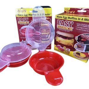 JCFUHONG Microwave Egg Cooker Set - Quick 1-Minute Egg Hamburg Omelet Maker Red & Clear Steam Release Vent Dishwasher Safe Kitchen Cooking Tool.