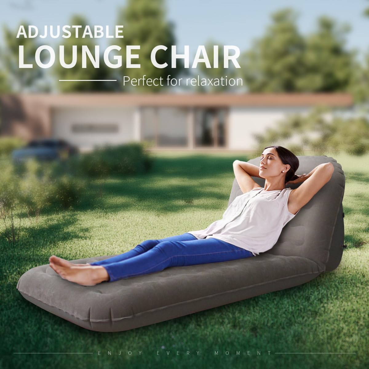 Baiao Inflatable Sofa Lounge Chair, with Air Pump, Adjustable Backrest Recliner, Air Mattress for Camping Indoor Living Room Bedroom