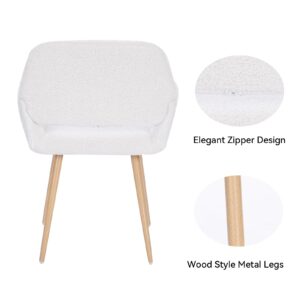 HomVent Faux Fur Home Desk Chair No Wheel Furry Makeup Vanity Chair Girls Desk Chair with Wood-Like Metal Legs Comfy Cute Leisure Arm Chair for Bedroom Living Room