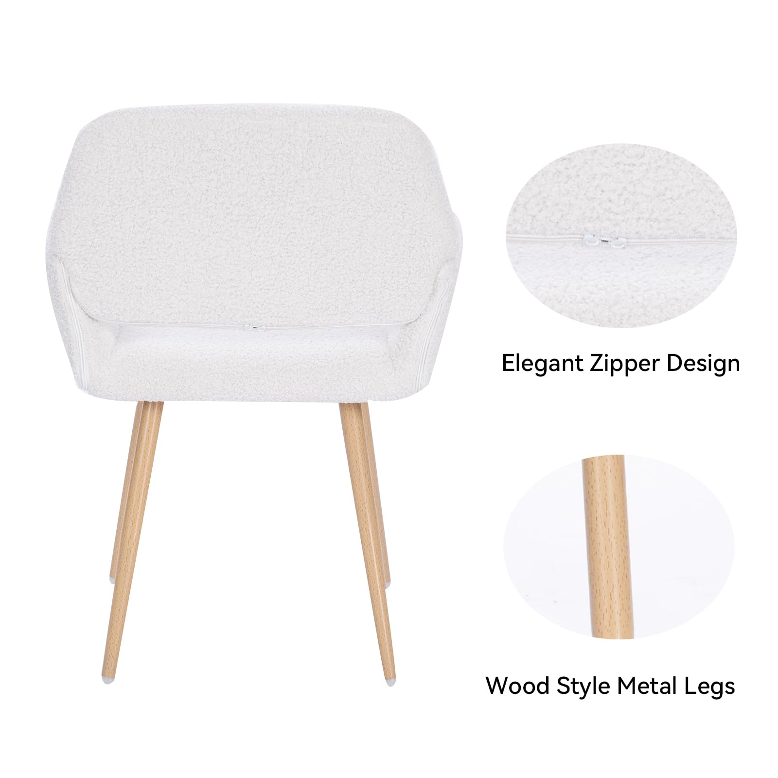 HomVent Faux Fur Home Desk Chair No Wheel Furry Makeup Vanity Chair Girls Desk Chair with Wood-Like Metal Legs Comfy Cute Leisure Arm Chair for Bedroom Living Room