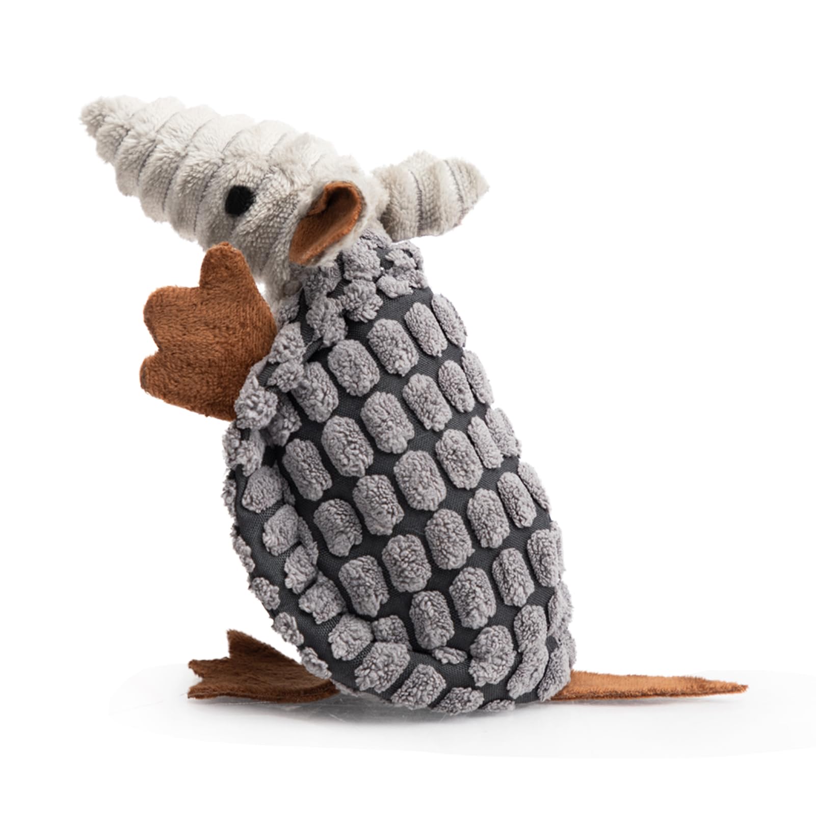 Hollypet Fluffy Dog Toys - Squeaky Plush Dog Toys for All Breeds, Stuffed Toys for Small Medium Large Dogs, Cute Animal-Big Armadillo Toys, Puppy Chew Toy with Clean Teeth| Dark Gray Small