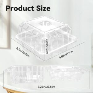 GothaBach 40 Pack 4-Compartment Clear Plastic Cupcake Boxes, 4-Cavity Cupcake Holders, Clear Cupcake Containers