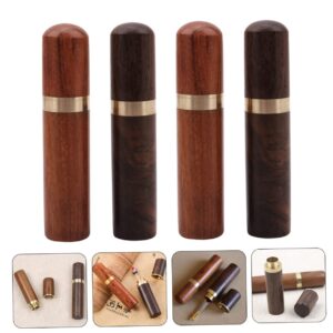 EXCEART 4Pcs Sandalwood Storage Box Wooden Needle Holder Crochet Hook Holder Yarn Needle Wooden Crafts Wood Crafts Sewing Needles Holder Needle case Sewing Tool Storage bin Mahogany