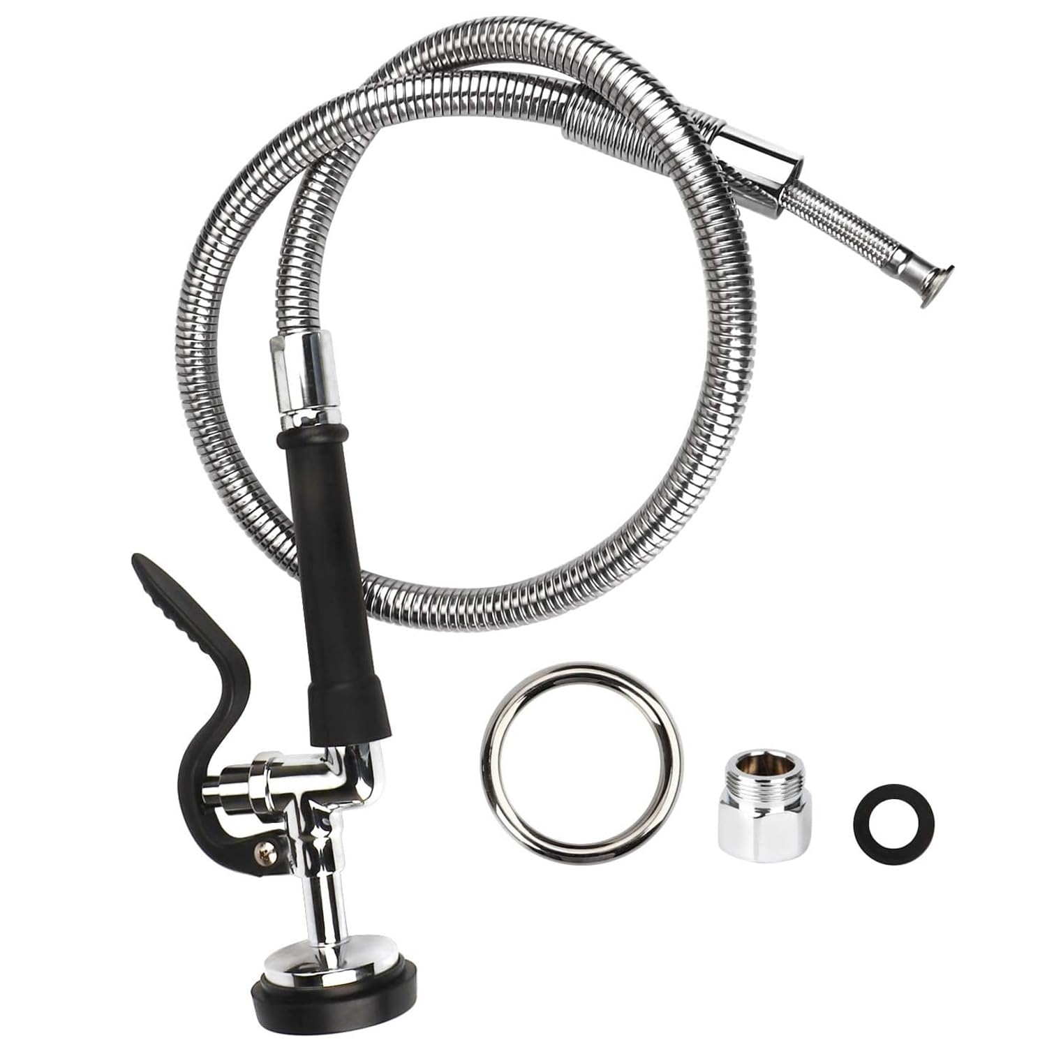 COOLWEST Commercial Pre-rinse Sprayer with Hose 38 Inch Flexible Stainless Hose with Spray Valve Head Replacement Kit for Wall Mount Commercial Kitchen Sink Faucet