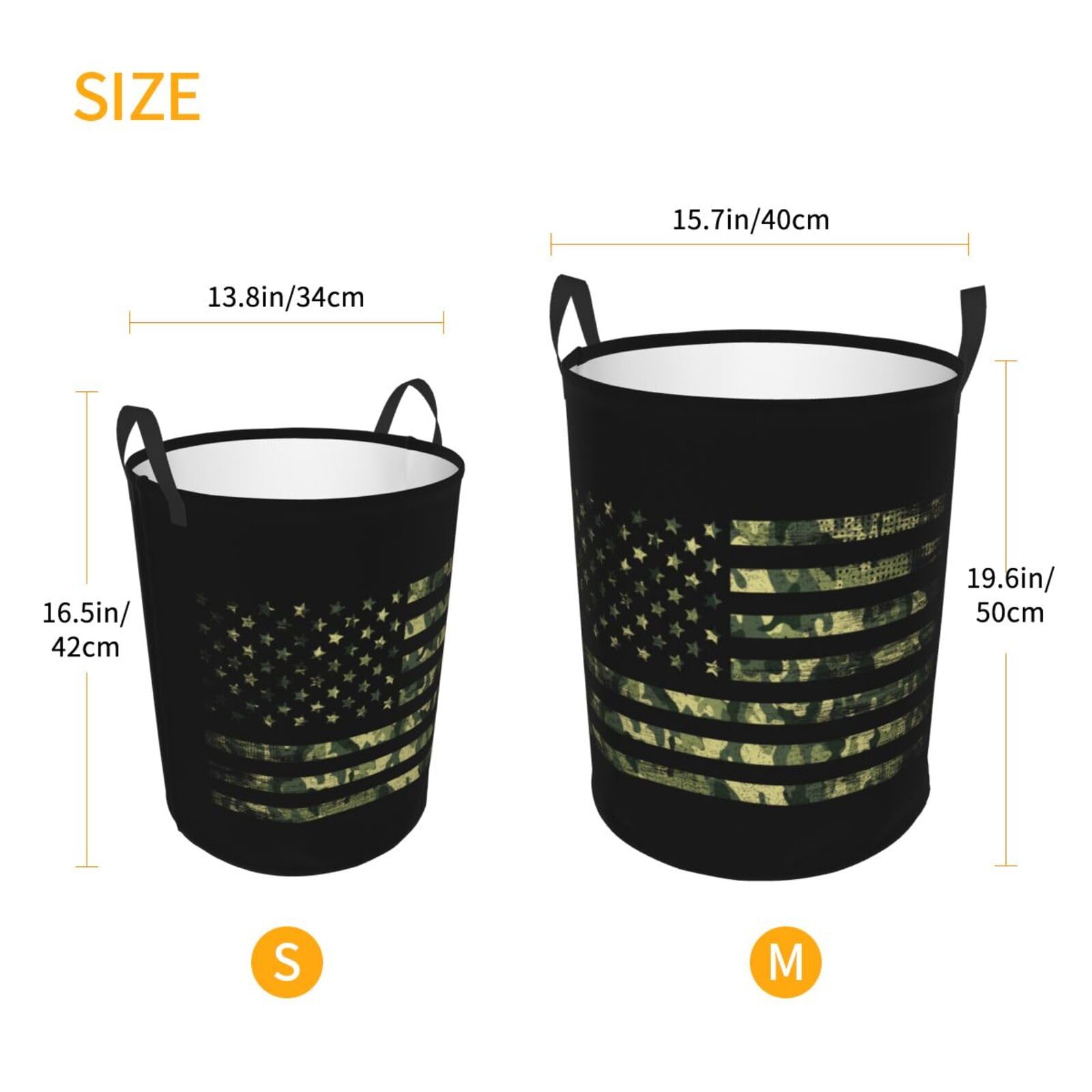 Xioaidjaa Laundry Basket Camo American Flag Laundry Hamper Waterproof Idea Hampers for Laundry,Large Collapsible Laundry Baskets with Handle Suitable for Bedroom Bathroom Utility Room Kitchen