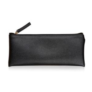 yafiygi black pencil case pen pouch for purse pu pen case small black pouch with zipper for travel toiletries and accessories slim and stylish pouch for women pens markers makeups change pouch