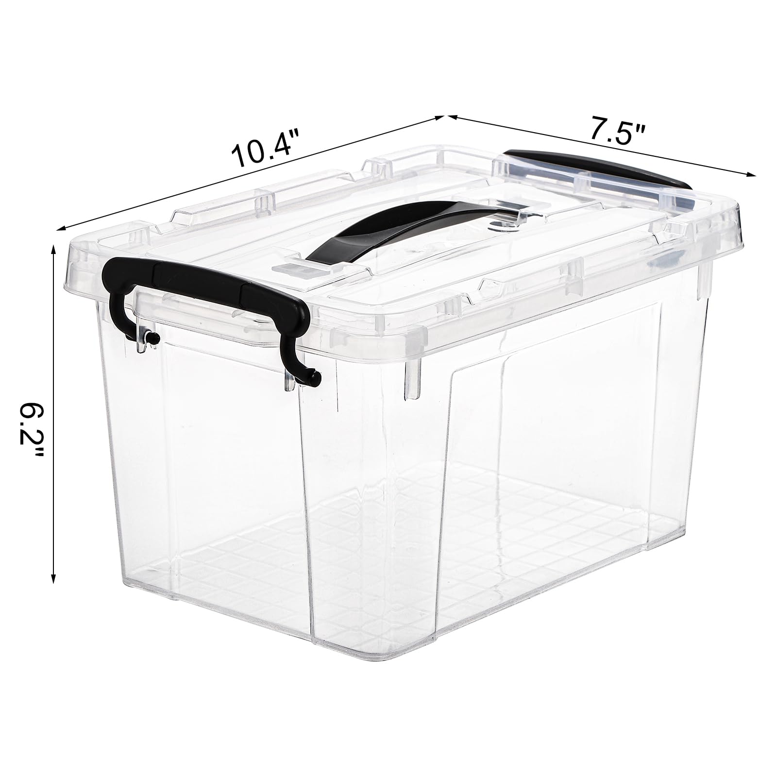 Nicunom 4 Pack 6 Quart Clear Storage Latch Box, Plastic Storage Bins with Lids, Latching Box with Handle, Stackable Storage Containers for Organizing