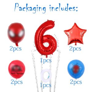 Cartoon Heroes Spider Birthday Decorations, Spider Pattern 6th Birthday Balloons, 32inch number 6 Cartoon Aluminium Balloon, The Spider Birthday Balloons for Kids Birthday Baby Shower Decorations