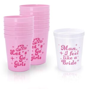 akirameruna bachelorette party cups 12 pack let's go girls reusable bachelorette party plastic cups, bridal shower party supplies wedding engagement party supplies favors decorations 16oz