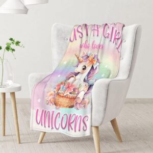 Unicorn Blanket - Soft Fuzzy Throw Blankets for Girls - 50"x60" Throw Size Blanket for Bed & Couch - Pink Cute Throws Gifts