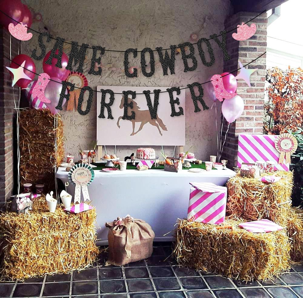 Same Cowboy Forever Banner for Western Cowgirl, Last Rodeo Hoedown, Nash Bash Nashville Bachelorette Party Decorations